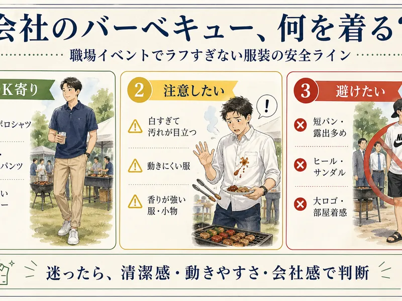 会社の飲み会やBBQや歓迎会で浮かない服装のテーマ別ガイド
