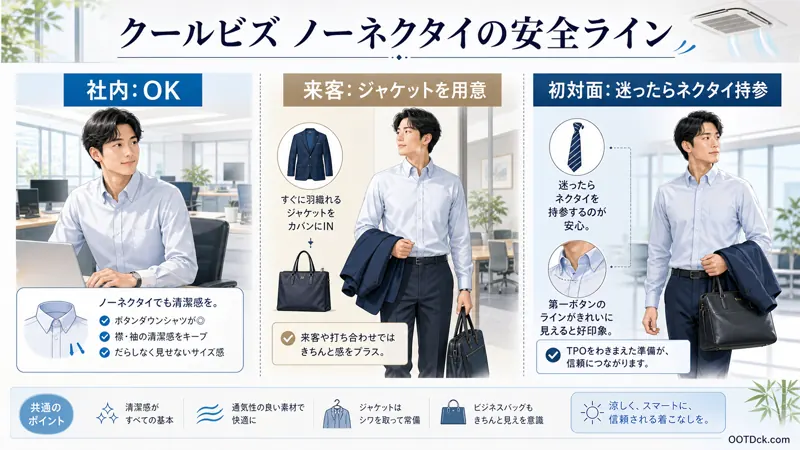 クールビズのTシャツやポロシャツやノーネクタイをまとめたテーマ別ガイド