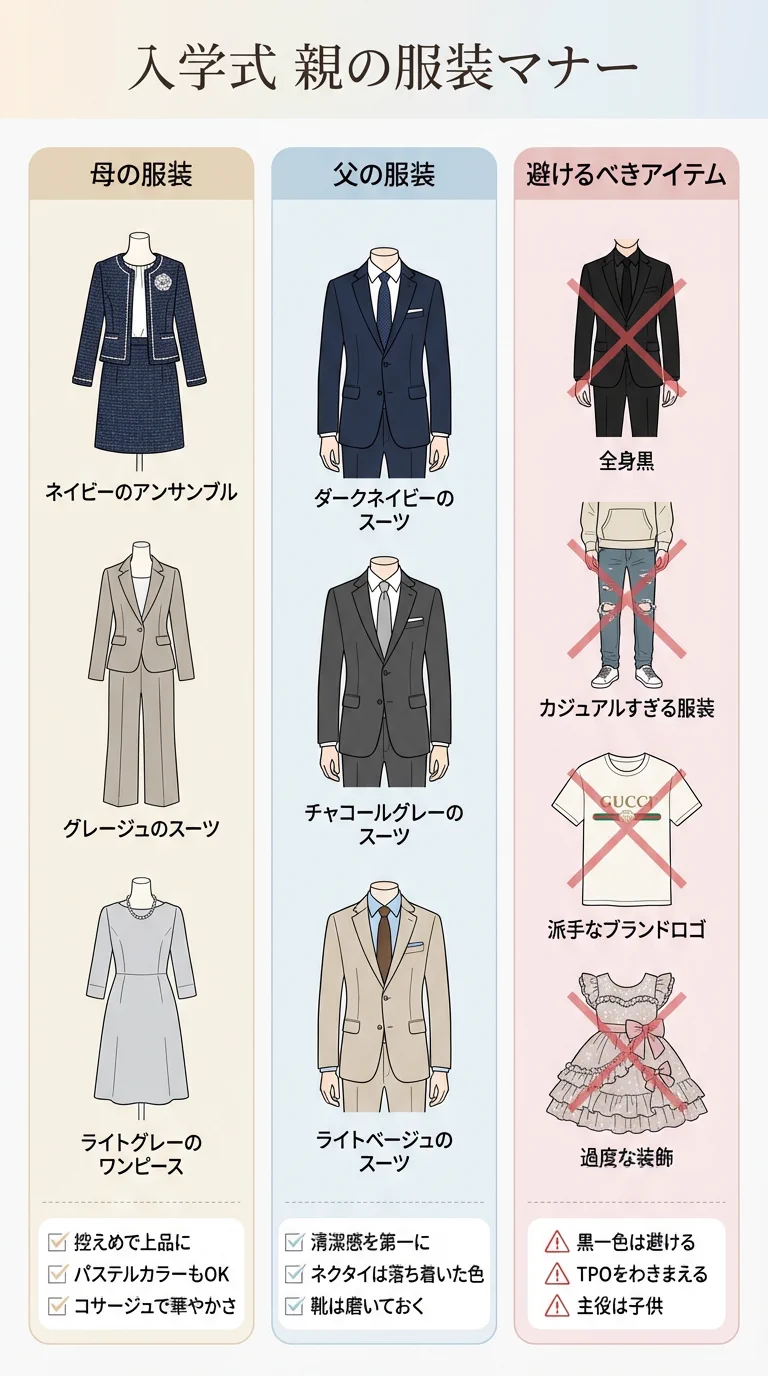 入学式で母親と父親におすすめの服装と避けたい服装の一覧
