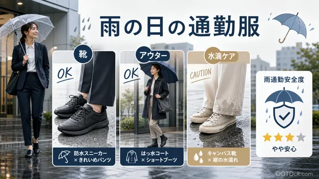 雨の日の靴とアウターを1分で診断する梅雨の通勤服チェッカー