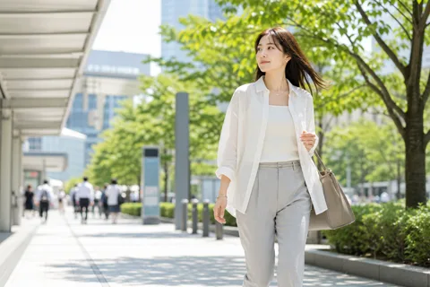 着ている方が涼しい服を猛暑日の通勤で選ぶ画像