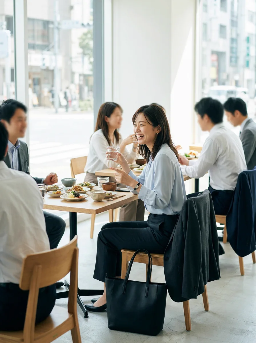ウェルカムランチでスーツのままでも浮かない、昼の会社員の服装